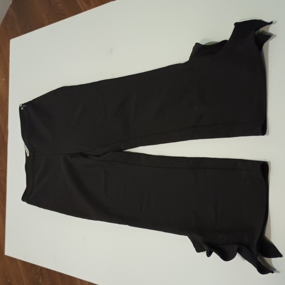 Opening Ceremony Black High Waisted Ruffle Split Ankle Straight Leg Pants A18 - Picture 1 of 8